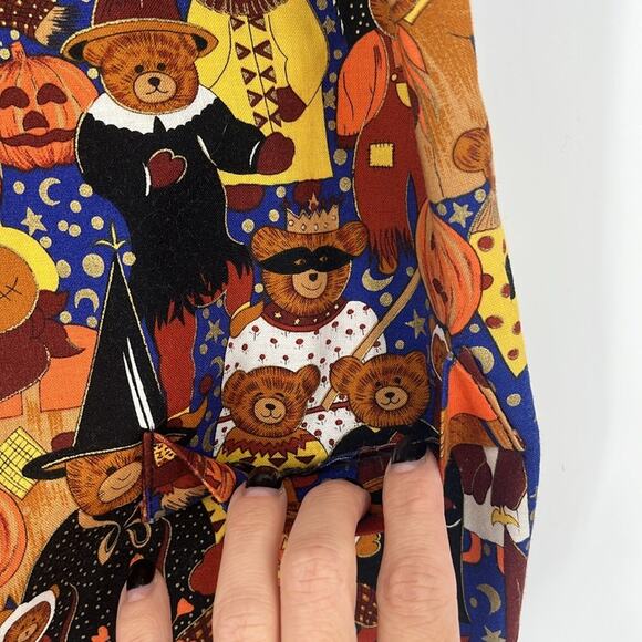 Vintage 80s 90s Halloween Vest Bear Pumpkin Costume Black Orange Trick or Treat - Picture 6 of 9